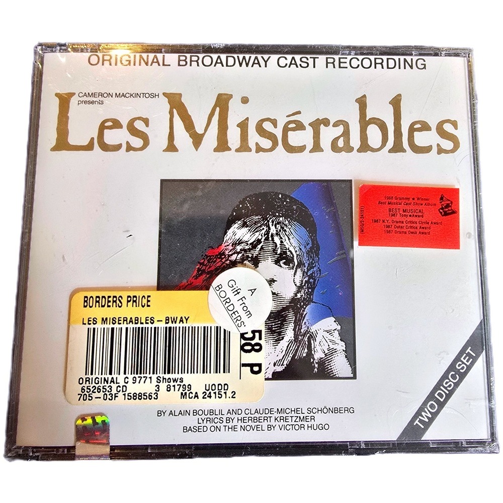 Vintage 1987 Les Miserables 2-CD‎ Broadway Cast Geffen DEADSTOCK Unopened Seal